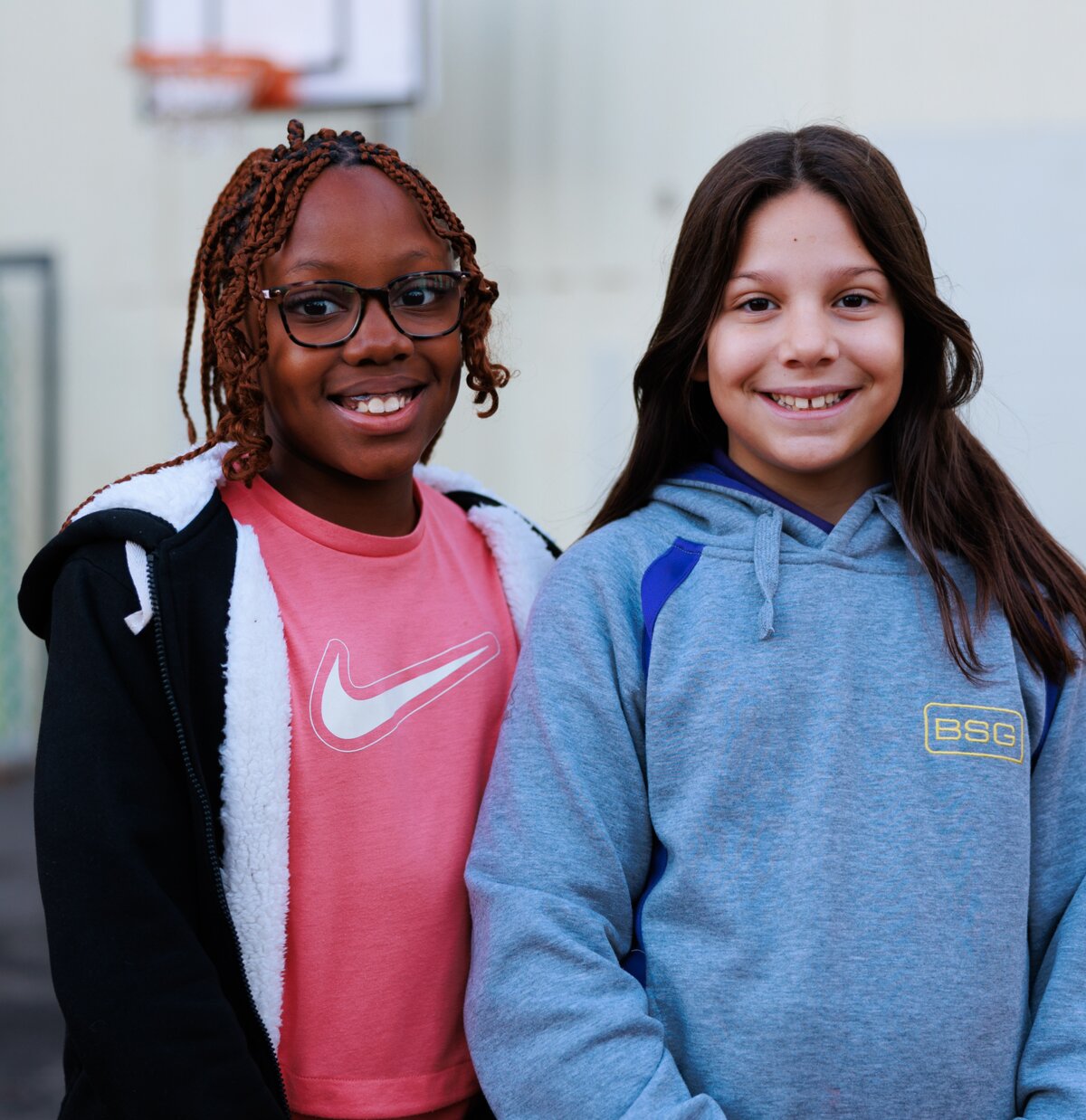 two students smiling